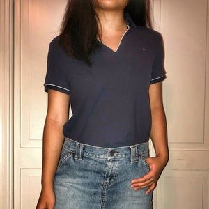 Navy Blue Polo V Neck Tommy Hilfiger Shirt